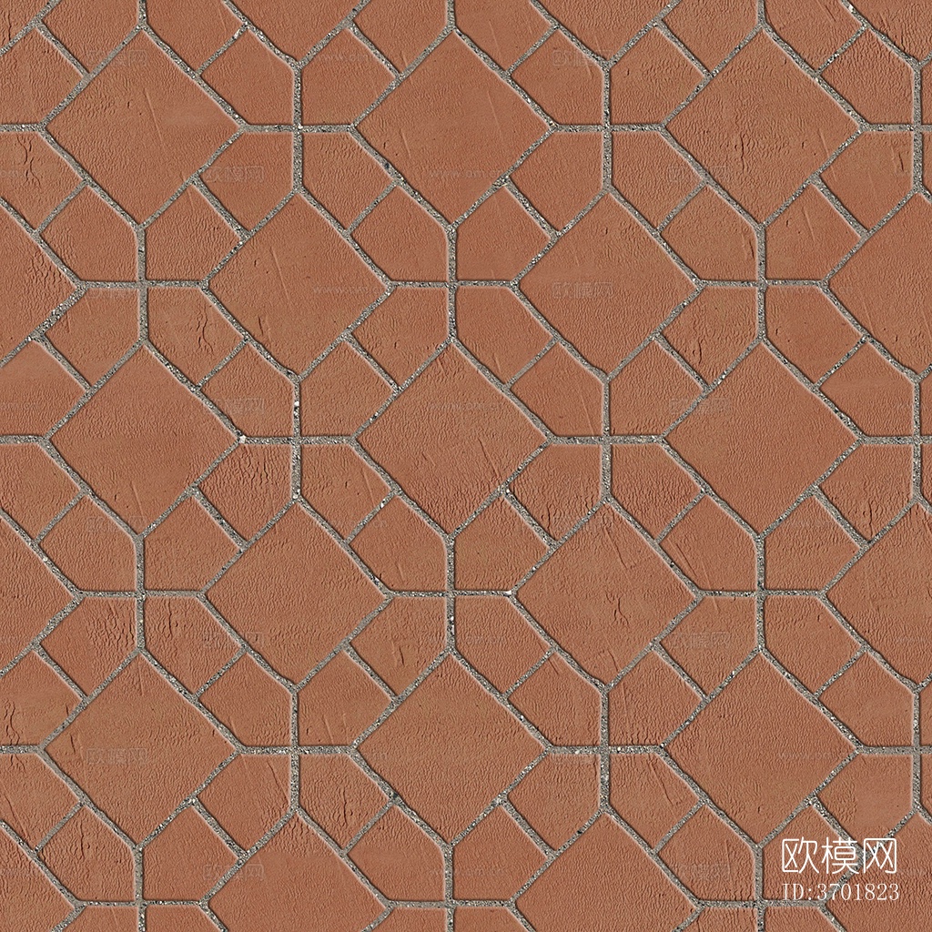 无缝陶瓦几何拼花地砖人行道路地面广场铺贴下载