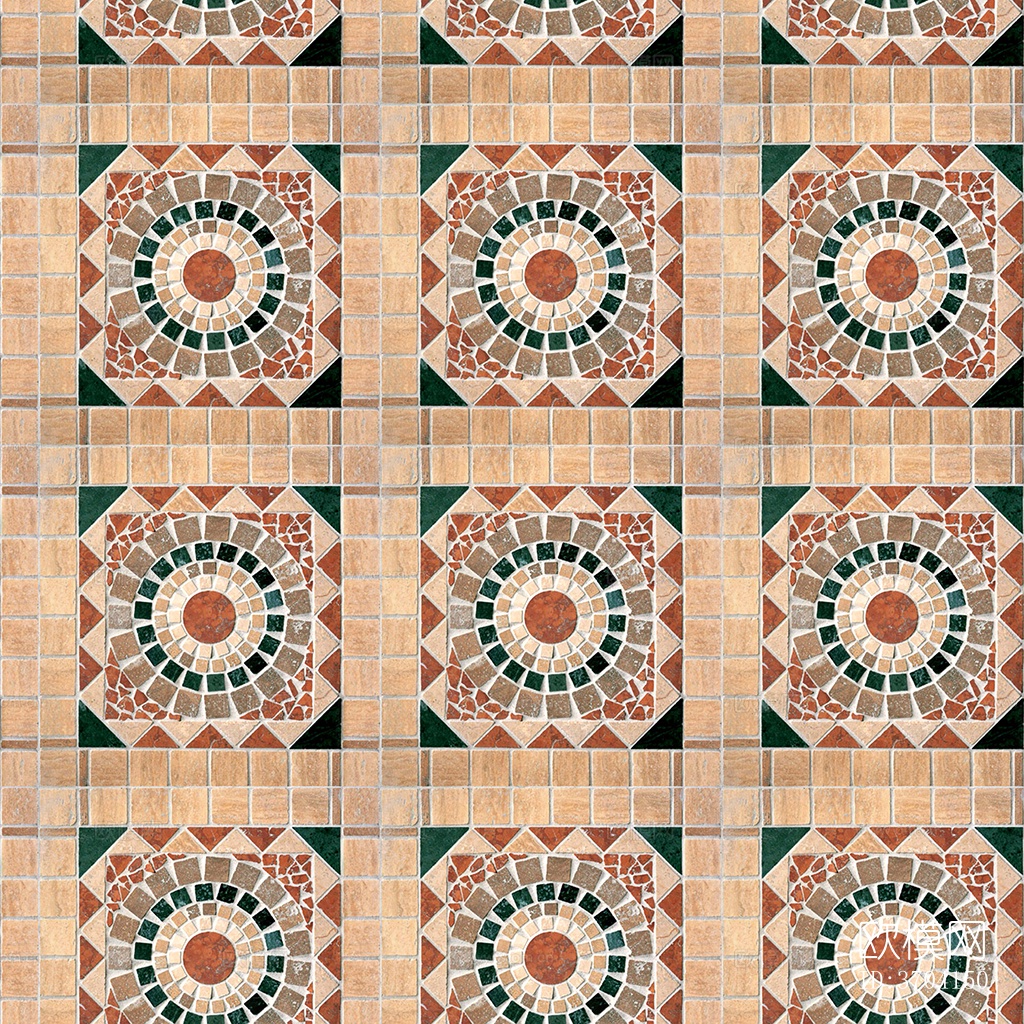 无缝石材马赛克拼花地砖人行道路地面广场铺贴下载