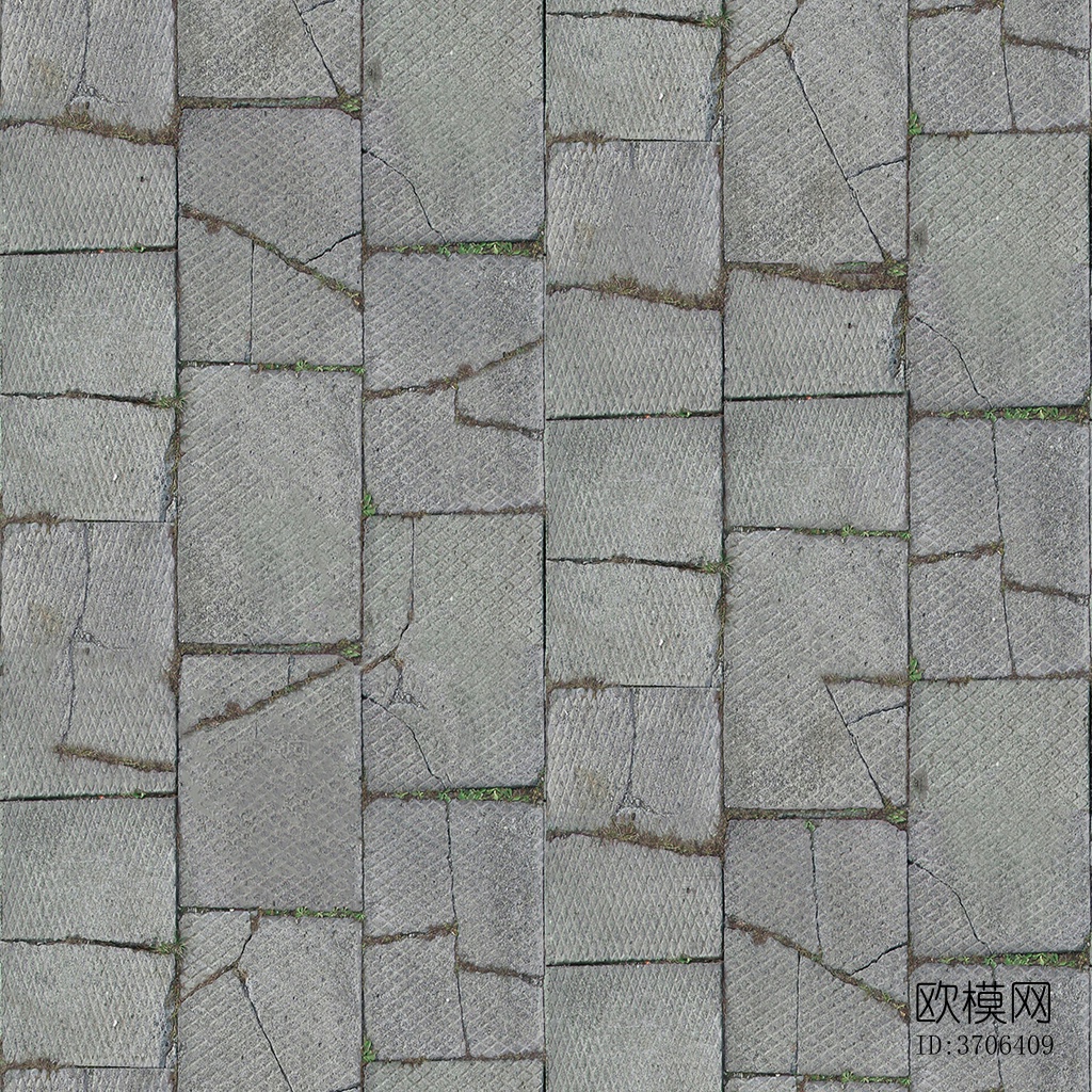 无缝破损水泥拼花地砖人行道路地面广场铺贴下载