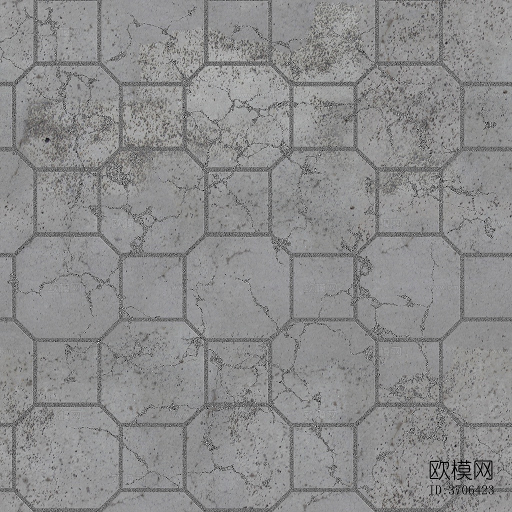 无缝破损水泥拼花地砖人行道路地面广场铺贴下载