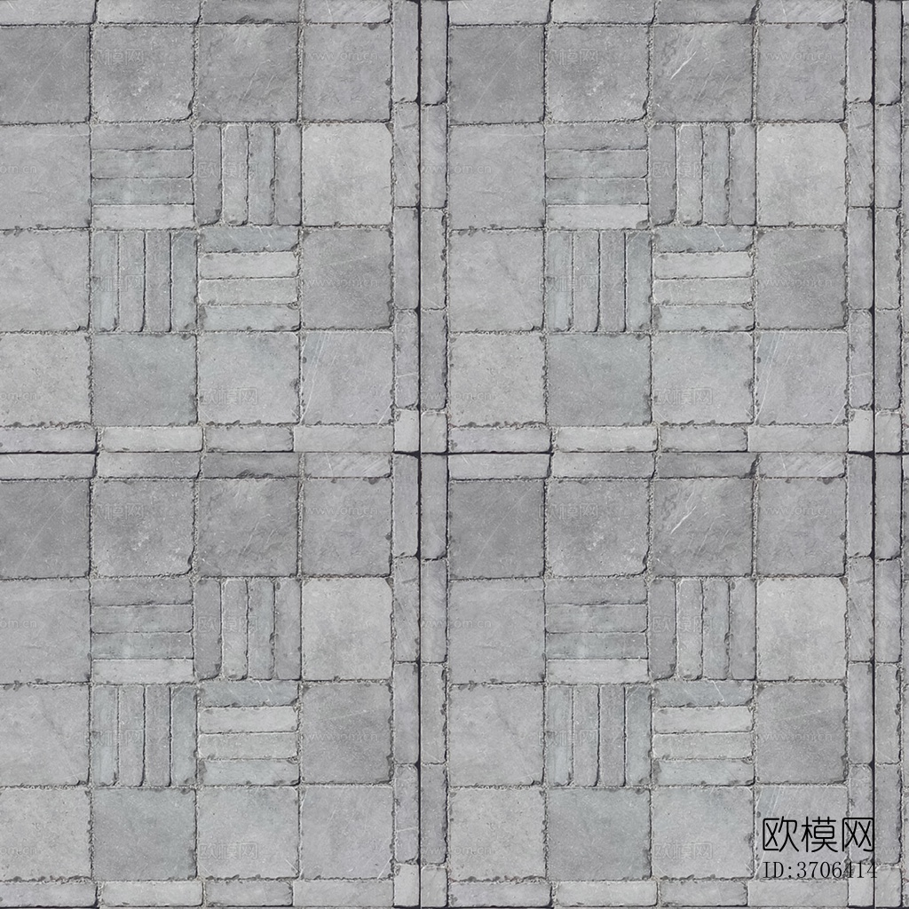 无缝破损水泥拼花地砖人行道路地面广场铺贴下载