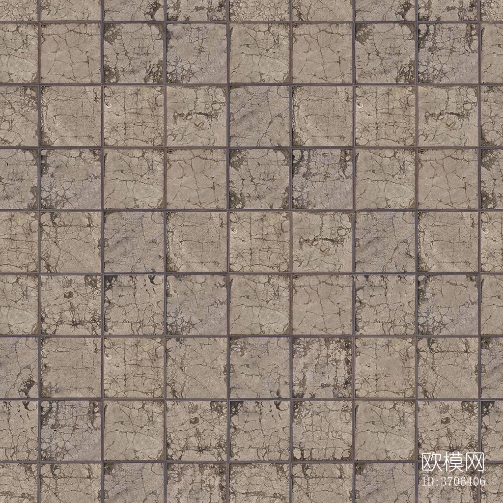 无缝破损水泥拼花地砖人行道路地面广场铺贴下载