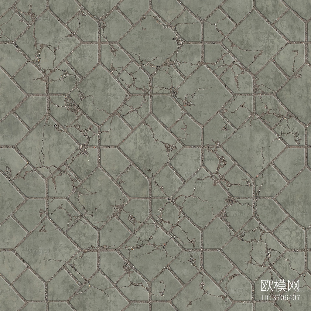 无缝破损水泥拼花地砖人行道路地面广场铺贴下载