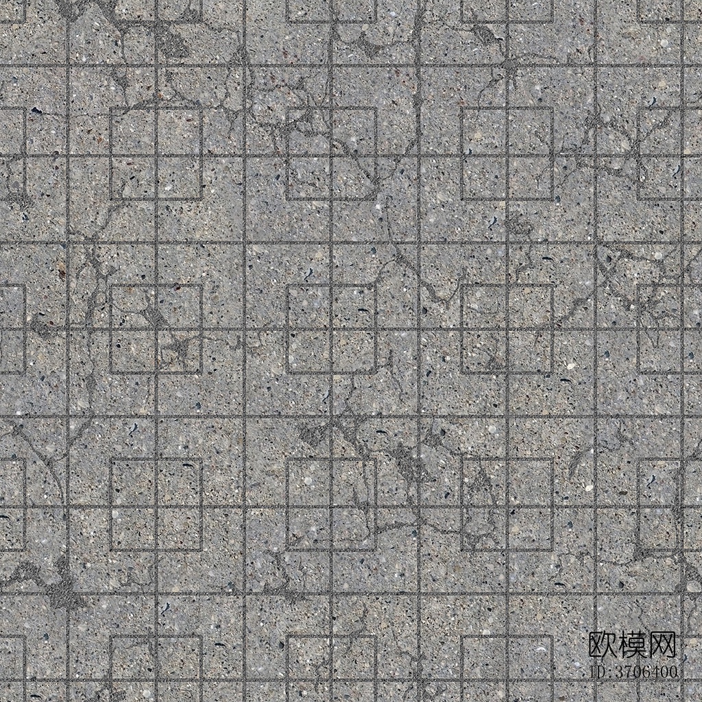 无缝破损水泥拼花地砖人行道路地面广场铺贴下载
