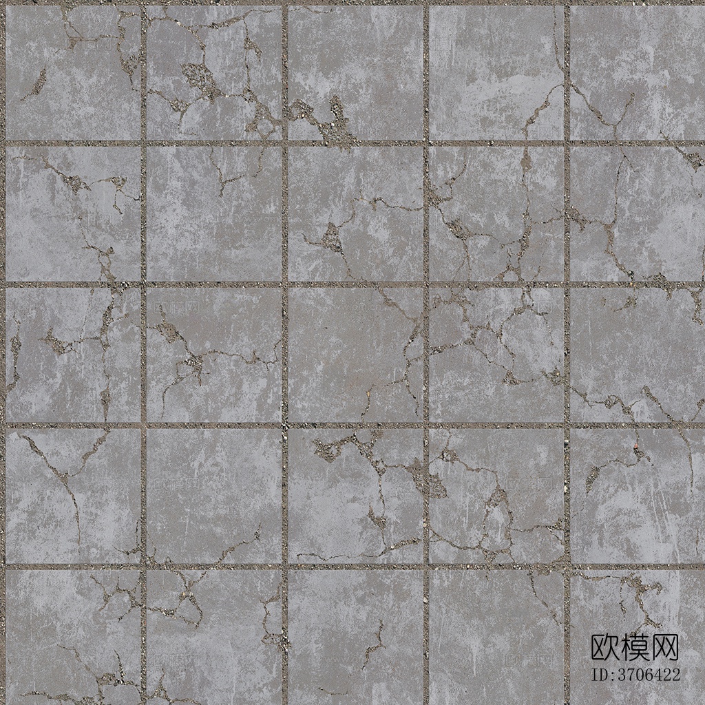 无缝破损水泥拼花地砖人行道路地面广场铺贴下载