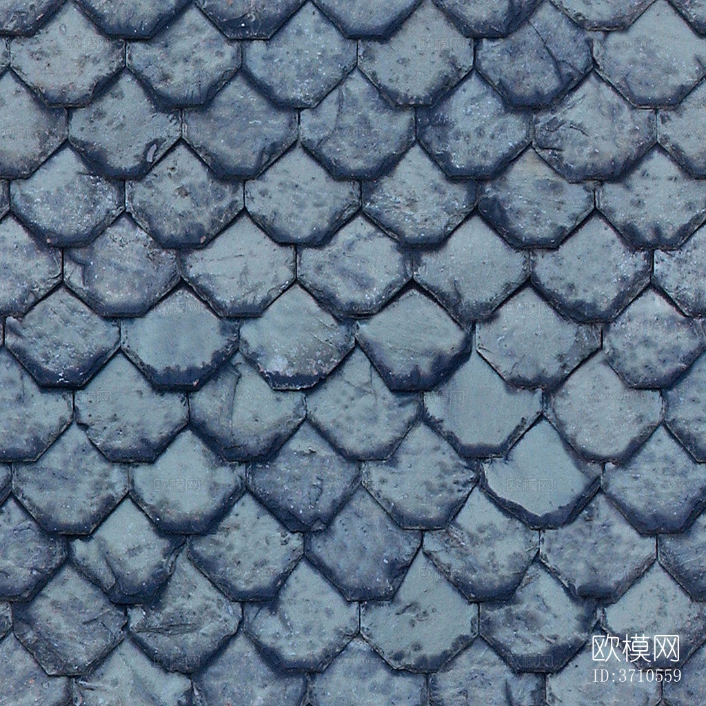 无缝蓝色别墅建筑屋顶中式仿古石板瓦片下载