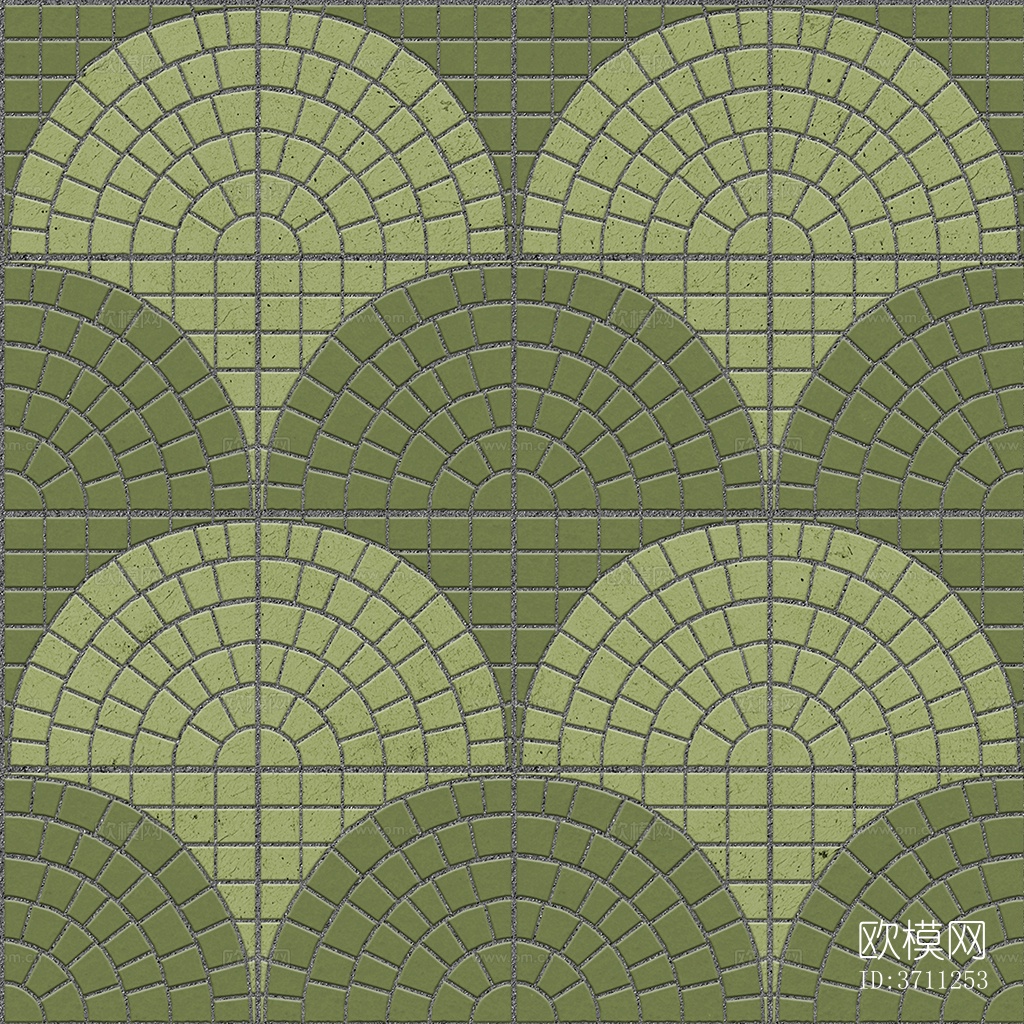 无缝绿色鹅软石拼花地砖人行道路地面广场铺贴下载