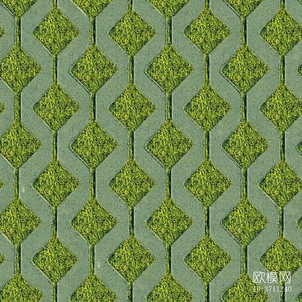 无缝绿色公园透水砖草坪砖植草砖停车位铺装铺路下载