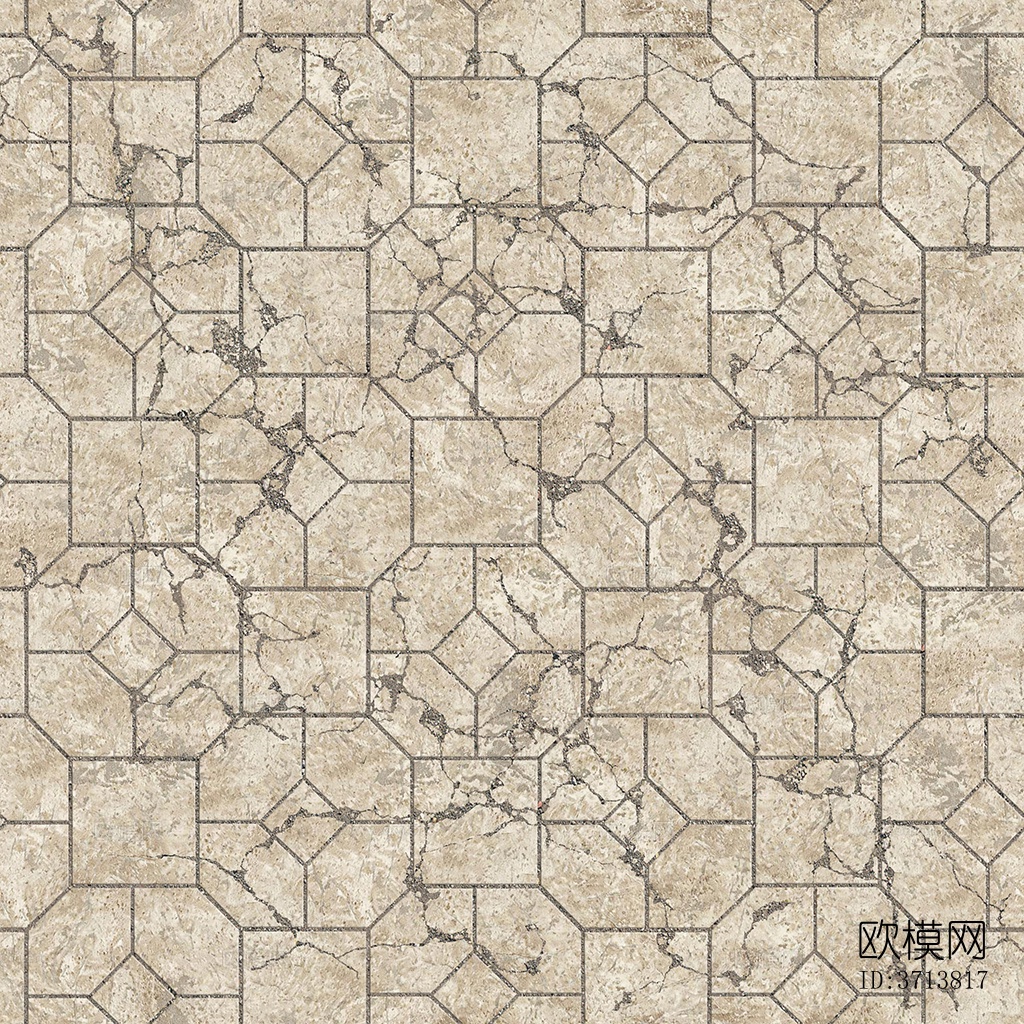 无缝米黄色破损水泥拼花地砖人行道路地面广场铺贴下载