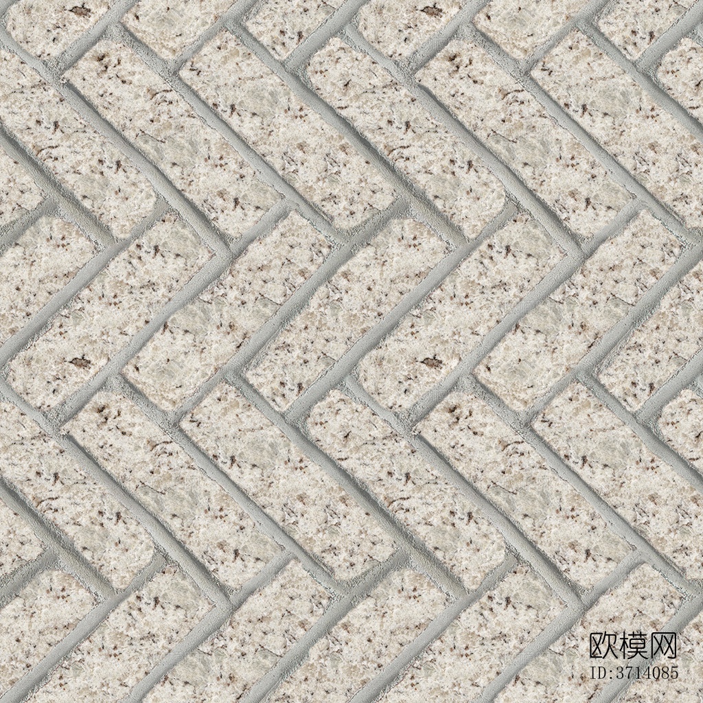 无缝米白色花岗岩人字纹石材拼花地砖人行道路地面广场铺贴下载