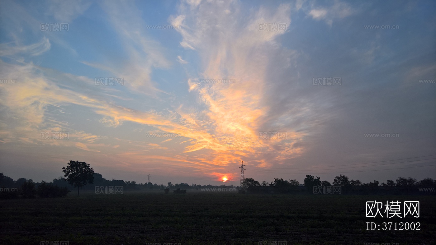 日出日落多云的天空景观风景下载