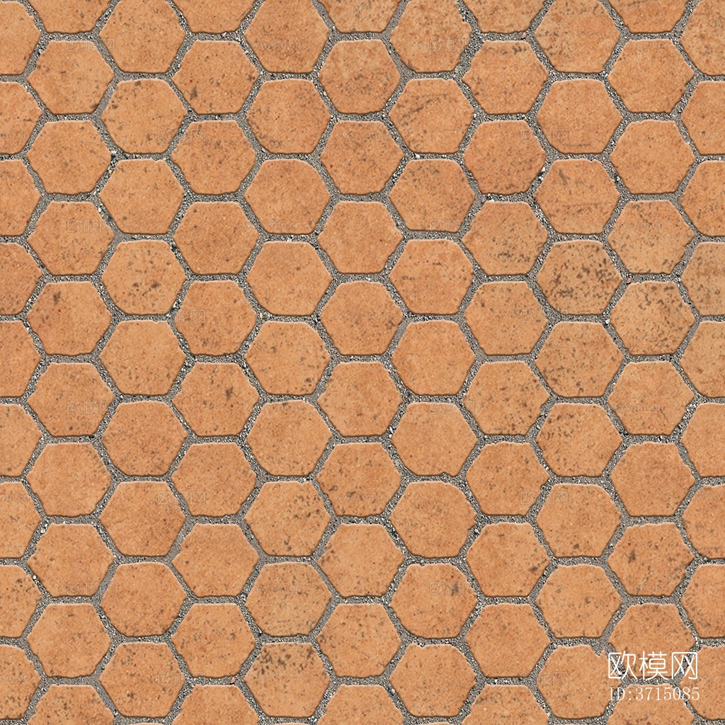 无缝六角形石材拼花地砖人行道路地面广场铺贴下载