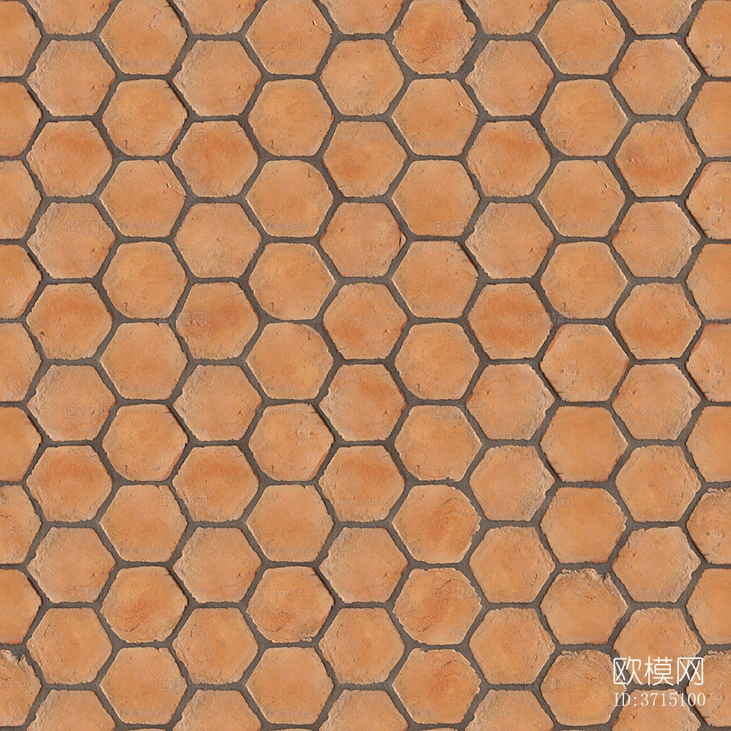 无缝六角形石材拼花地砖人行道路地面广场铺贴下载