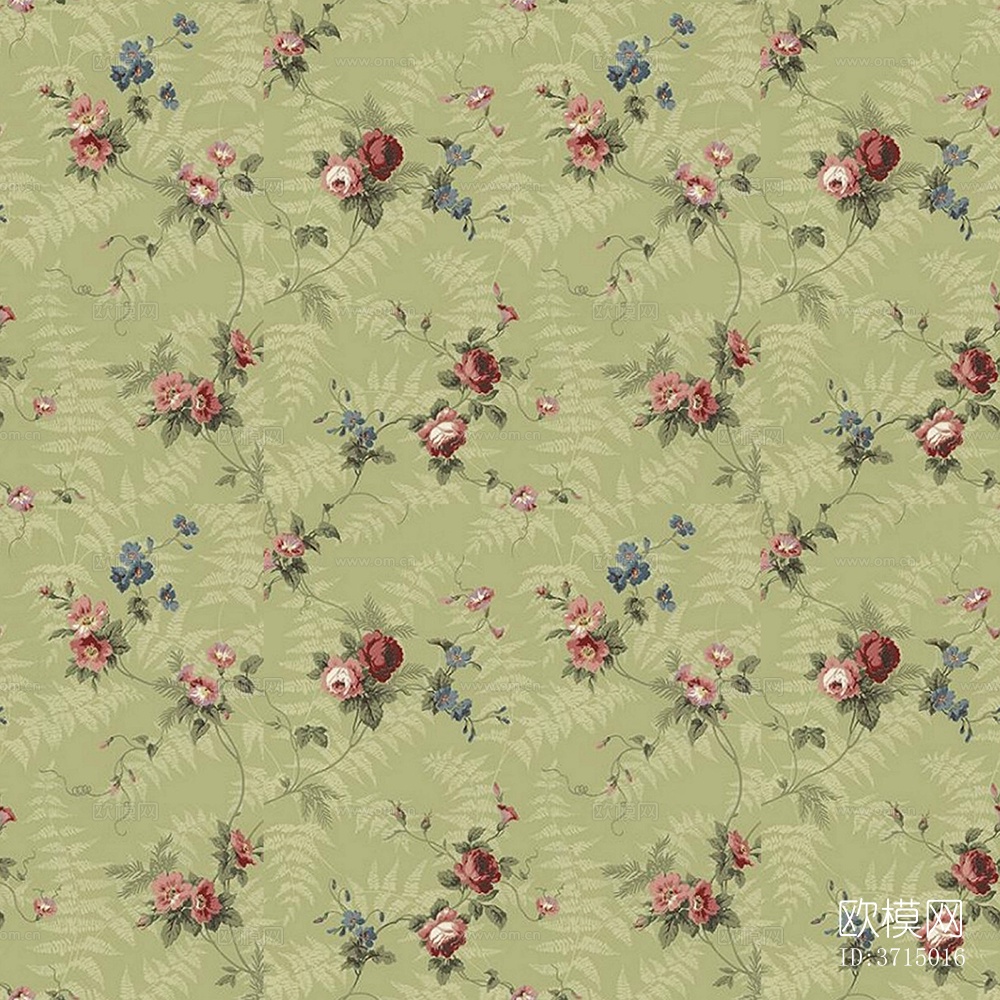 无缝绿色欧式田园风格碎花花纹壁纸壁布墙布下载