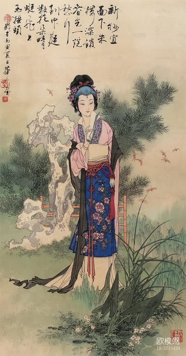 中式人物装饰画下载