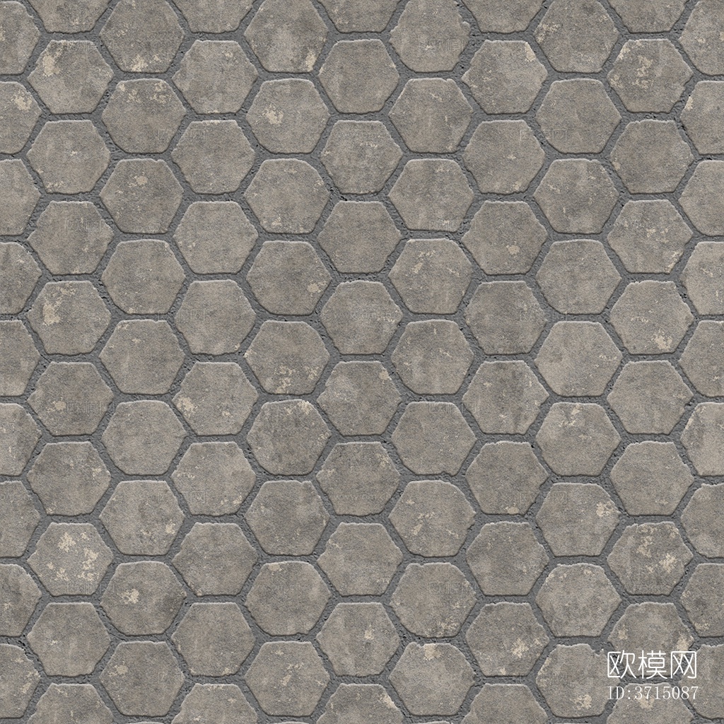 无缝六角形石材拼花地砖人行道路地面广场铺贴下载