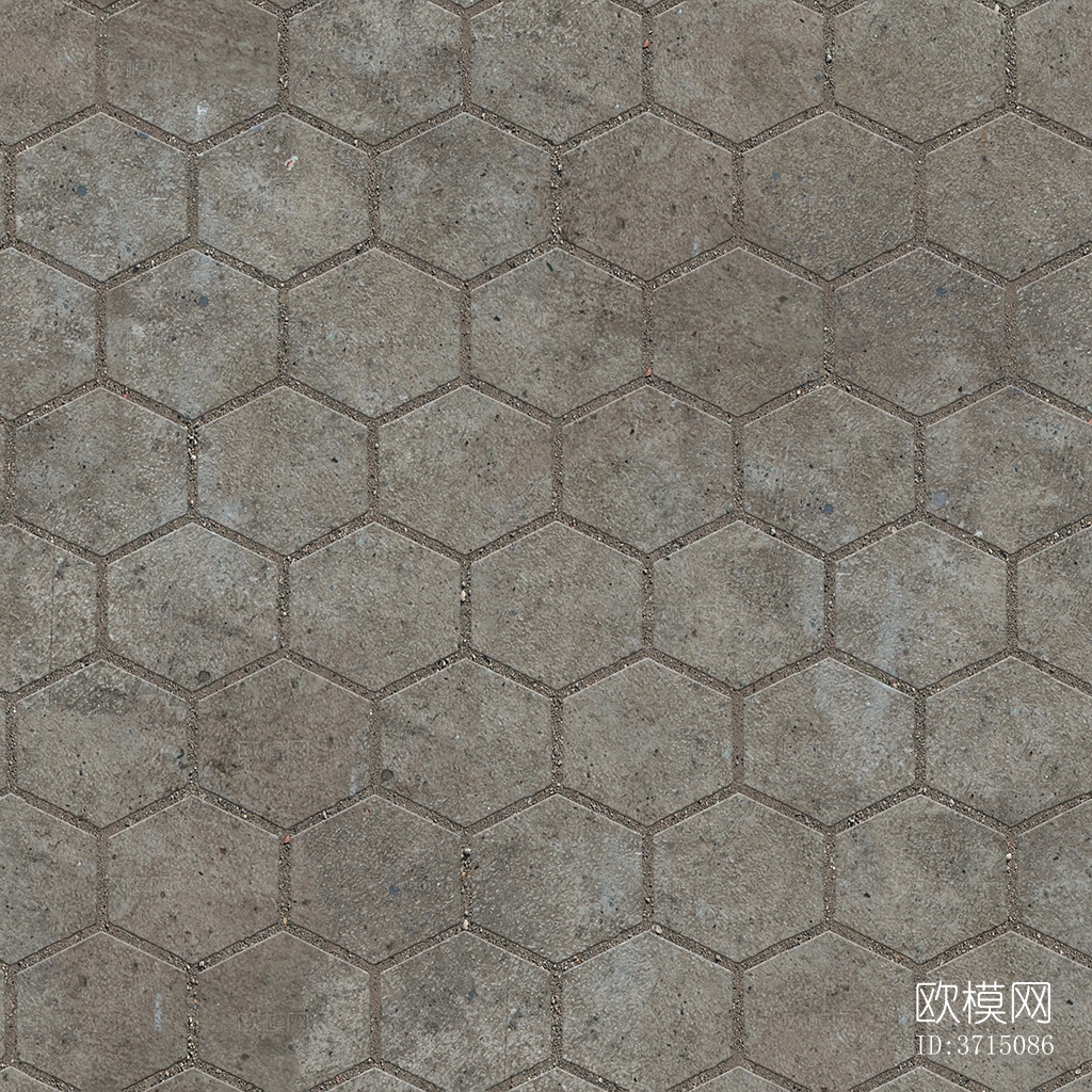 无缝六角形石材拼花地砖人行道路地面广场铺贴下载