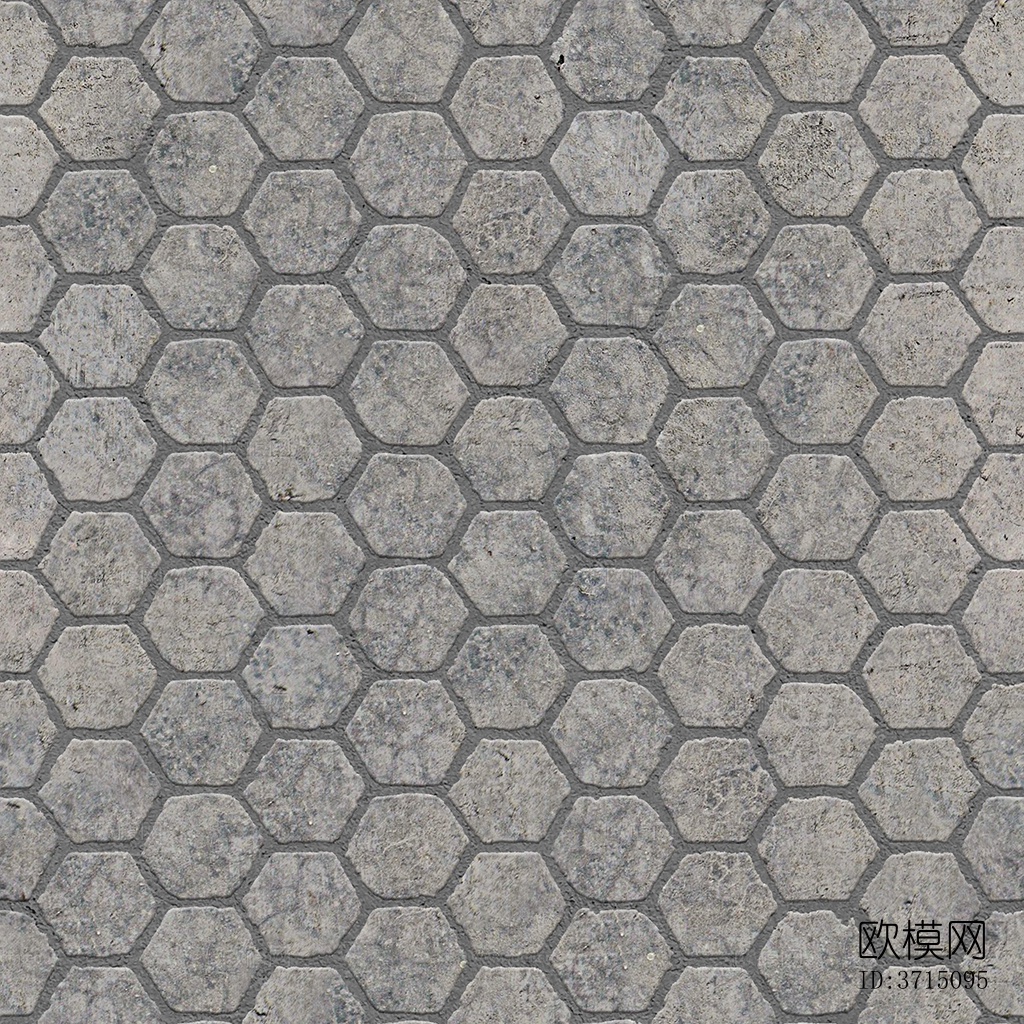 无缝六角形石材拼花地砖人行道路地面广场铺贴下载