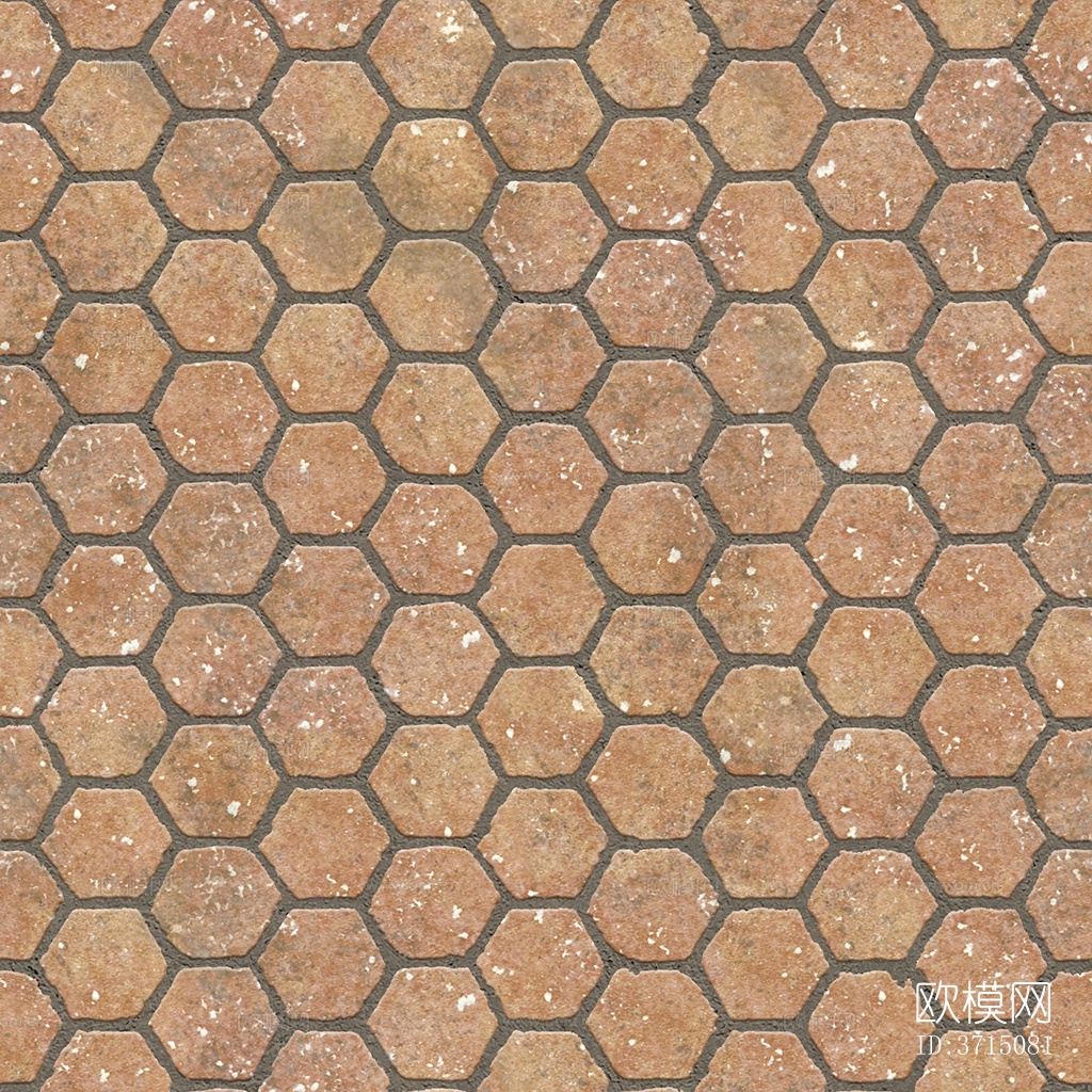 无缝六角形石材拼花地砖人行道路地面广场铺贴下载