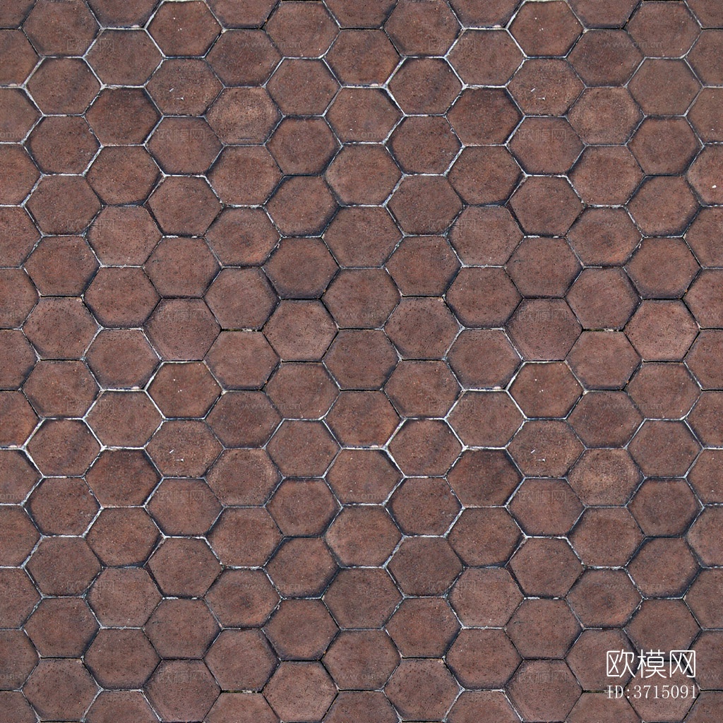 无缝六角形石材拼花地砖人行道路地面广场铺贴下载
