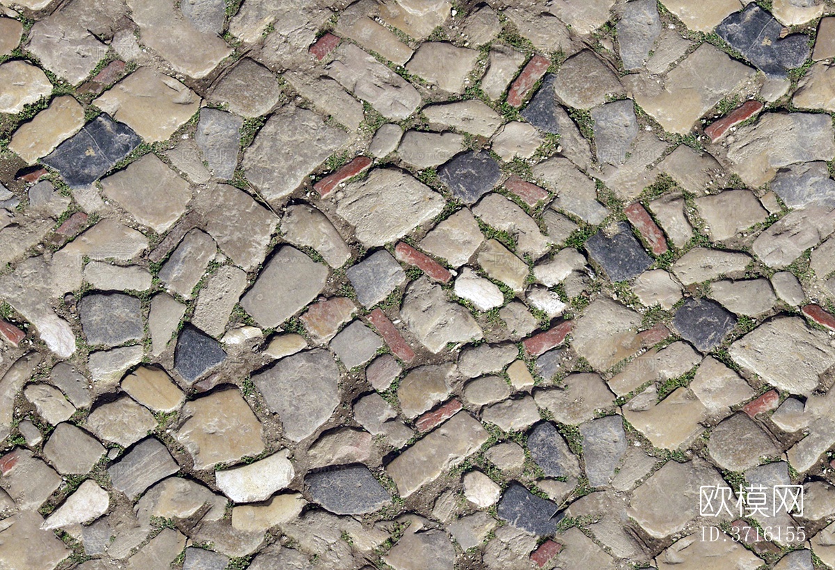 无缝鹅软石拼花地砖人行道路地面街道广场铺贴下载