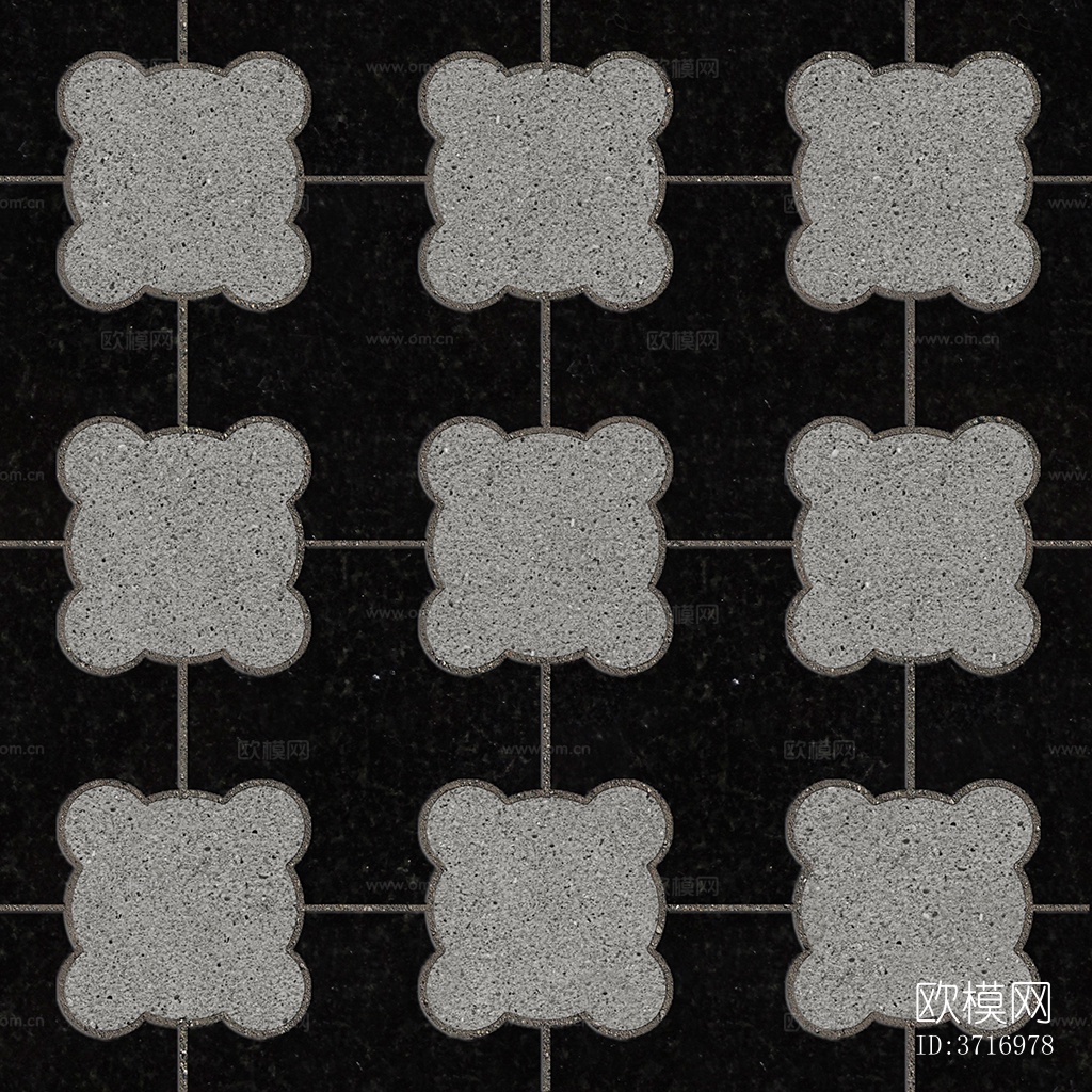 无缝花岗岩石材拼花地砖人行道路地面广场铺贴下载