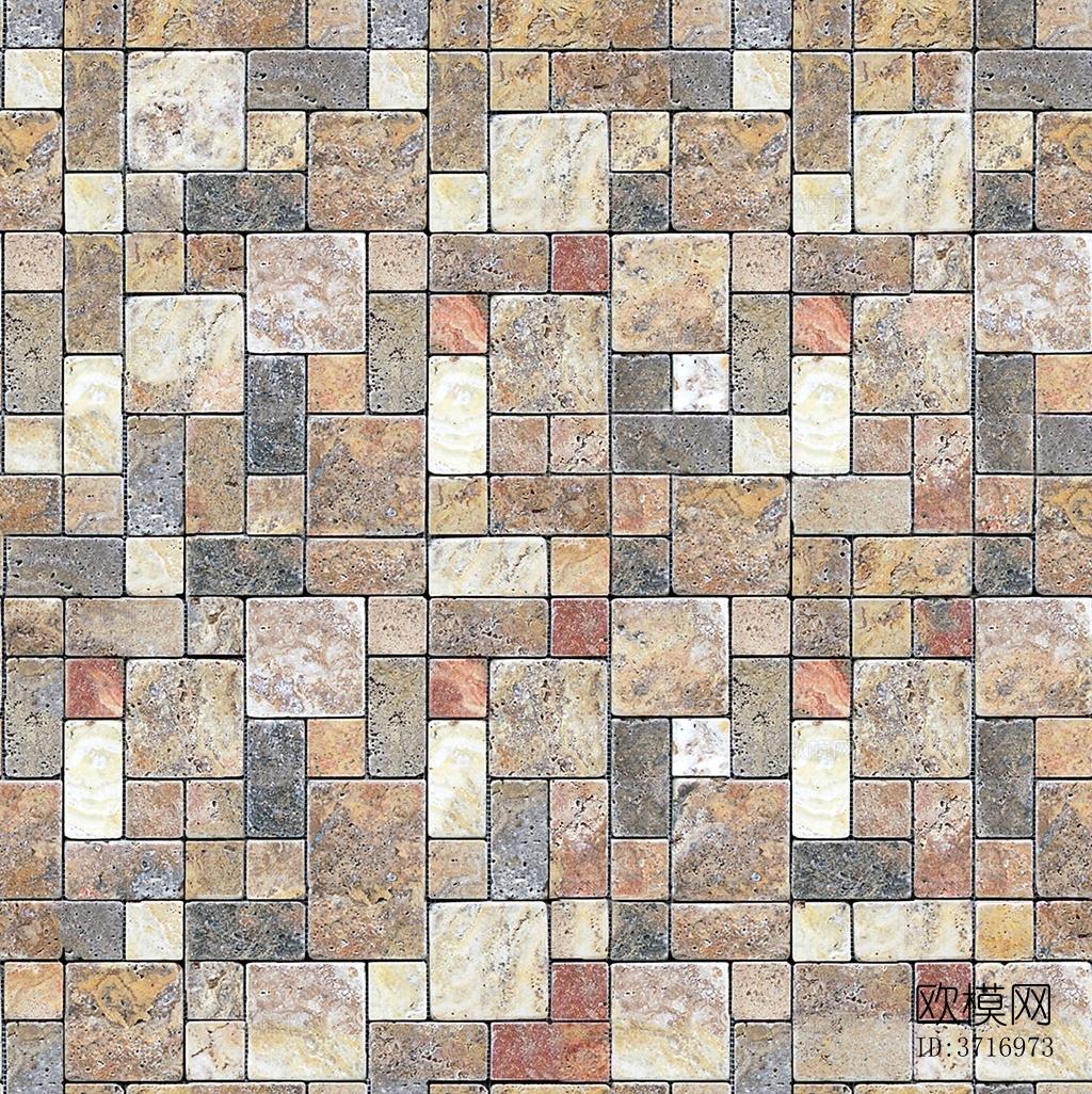 无缝花岗岩石材拼花地砖人行道路地面广场铺贴下载