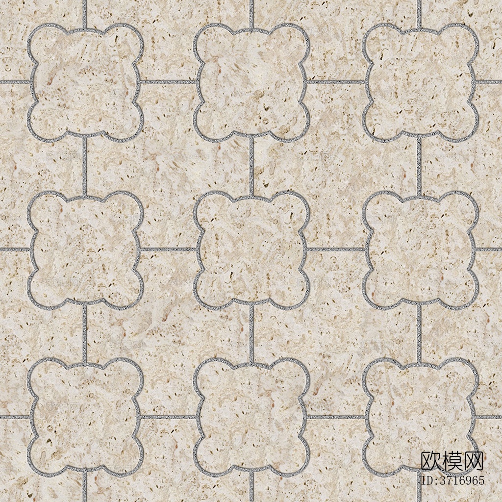 无缝花岗岩石材拼花地砖人行道路地面广场铺贴下载