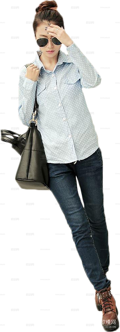 免抠站立行走购物休闲人物模特下载