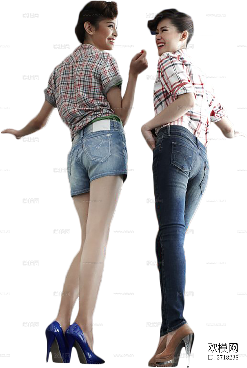 免抠站立行走购物休闲人物模特下载