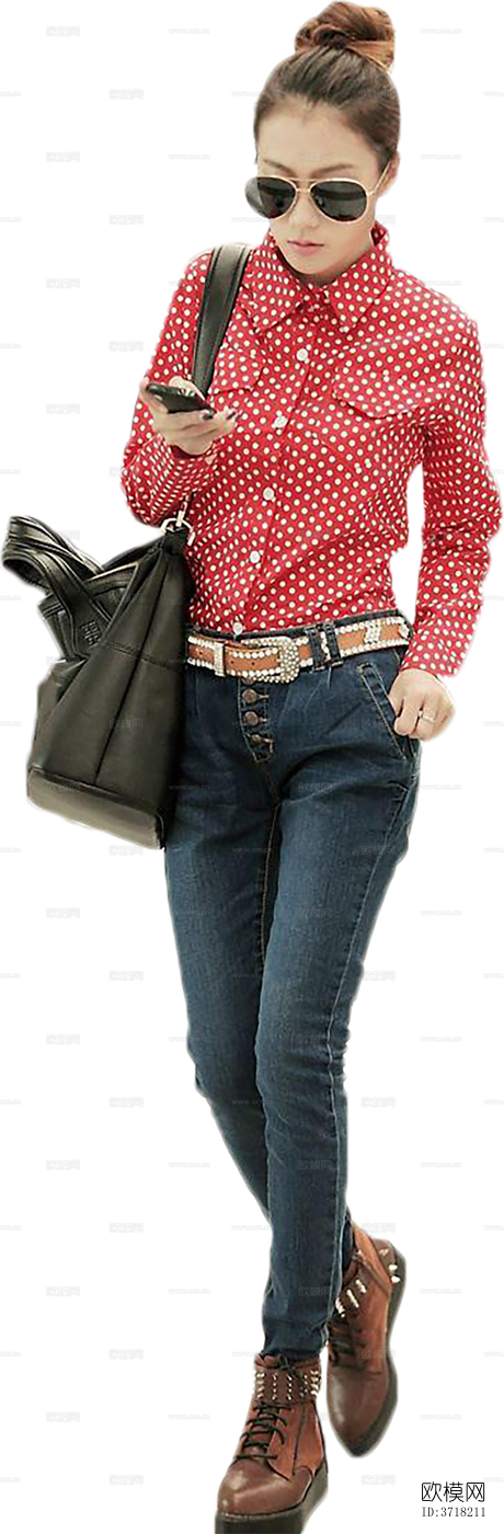 免抠站立行走购物休闲人物模特下载