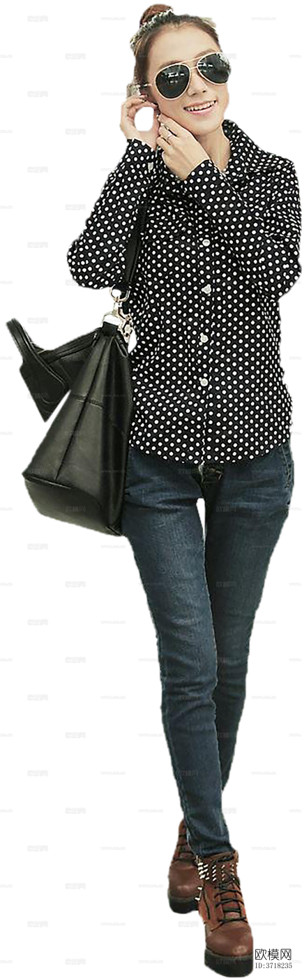 免抠站立行走购物休闲人物模特下载