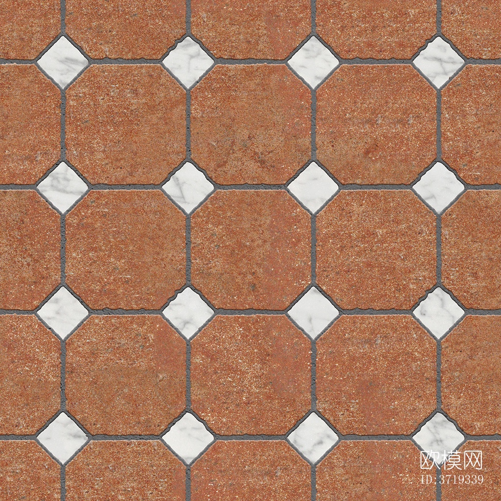 无缝红色陶瓦拼花地砖人行道路地面广场铺贴下载