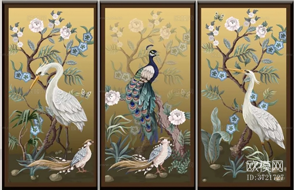 新中式花鸟植物装饰画下载