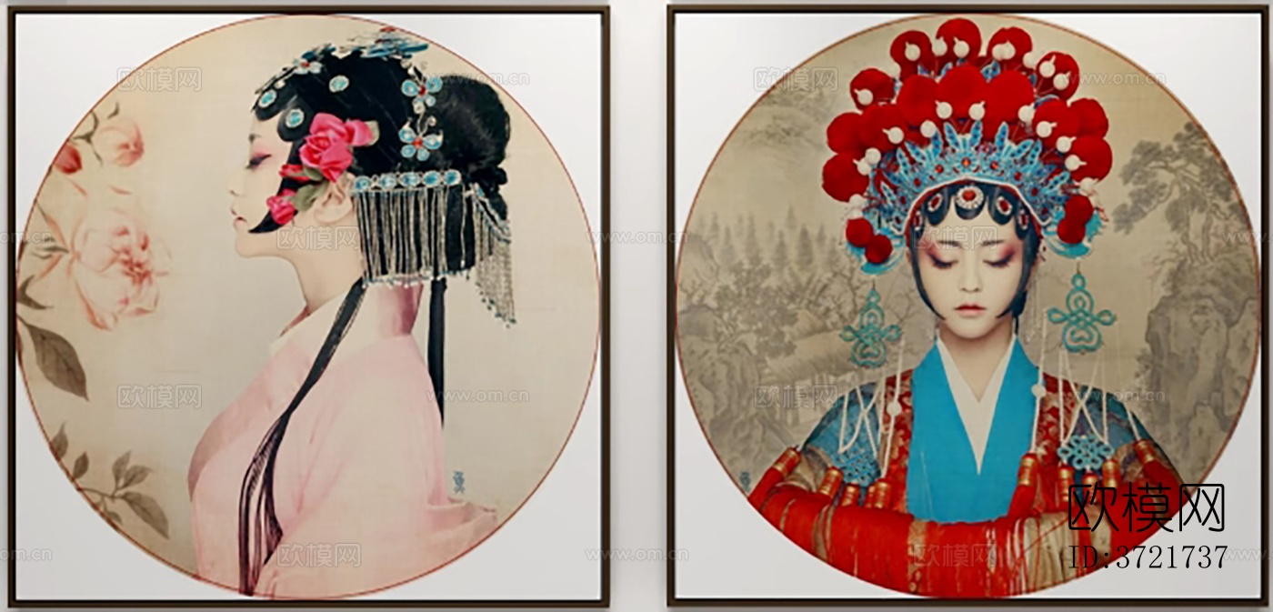 新中式戏曲人物装饰画下载