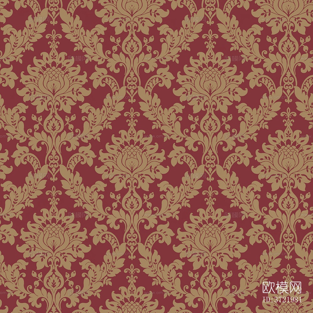 无缝红色欧式法式古典花纹壁纸壁布墙布下载
