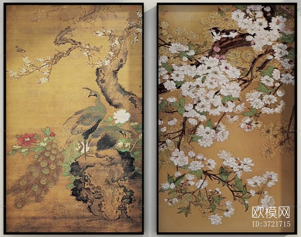 新中式花鸟植物装饰画下载