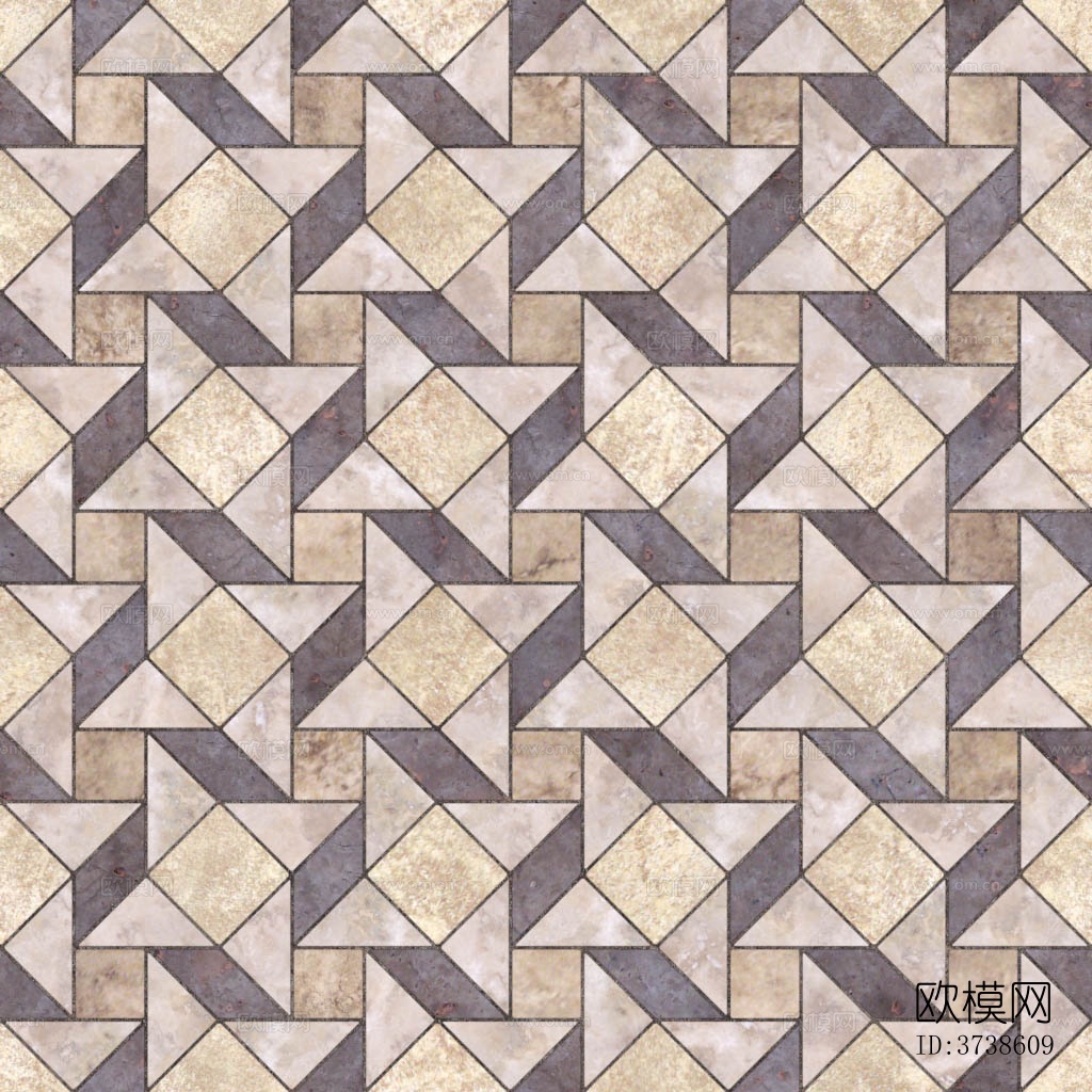 无缝花岗岩石材几何拼花地砖人行道路地面广场砖下载