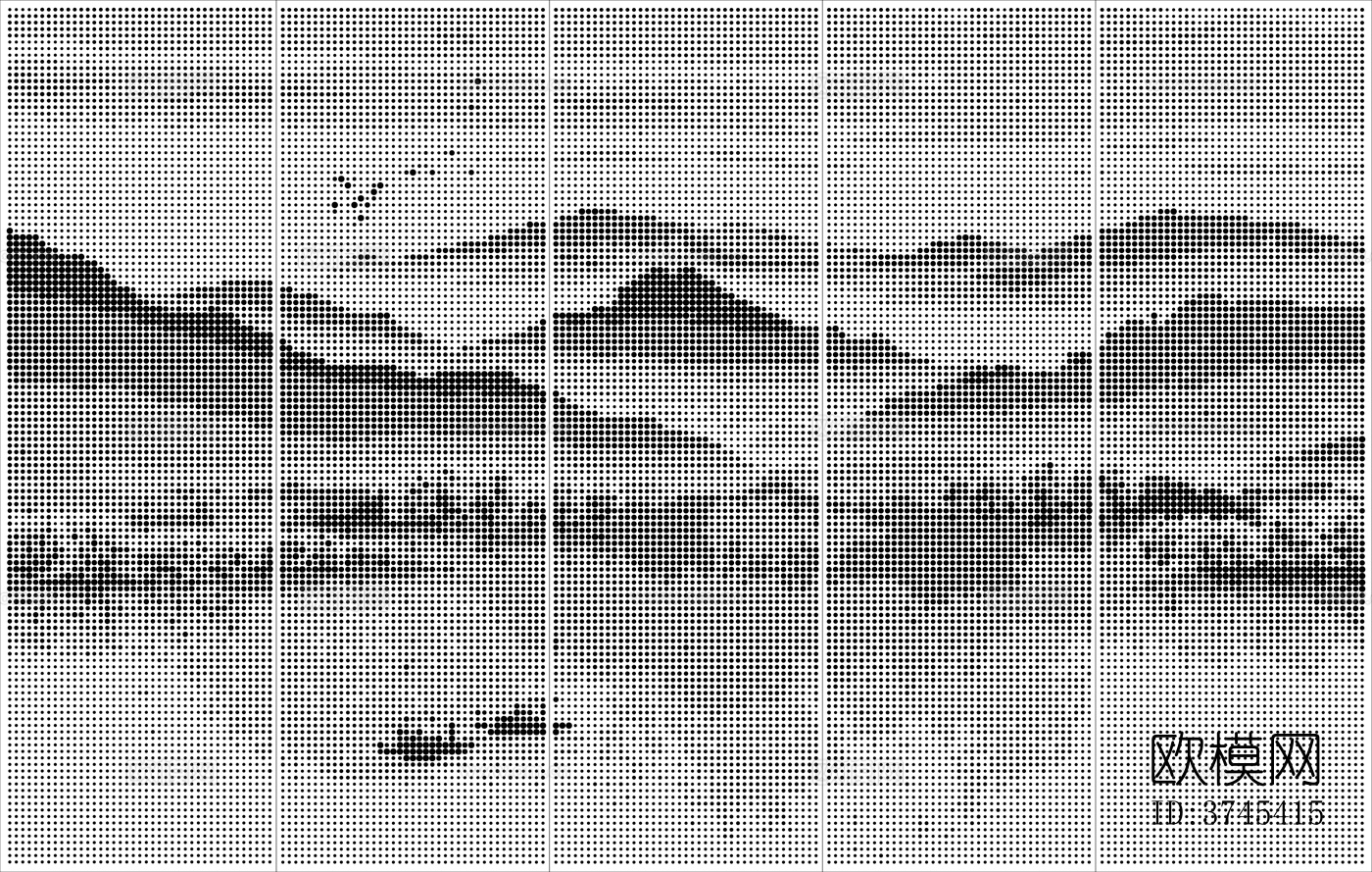 山水画冲孔板贴图下载