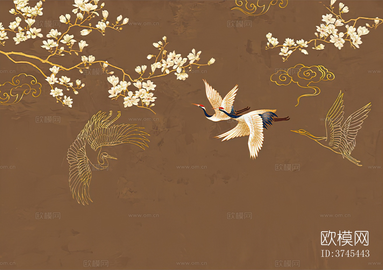 新中式_国潮_轻奢花鸟_壁纸贴图下载