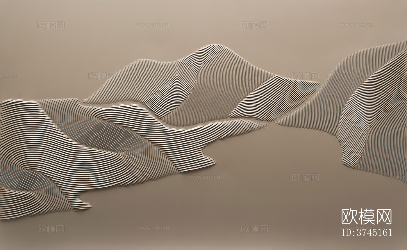 海岸线剪影壁画硬包贴图下载