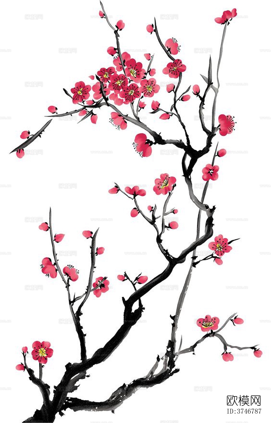 新中式梅花水墨画下载