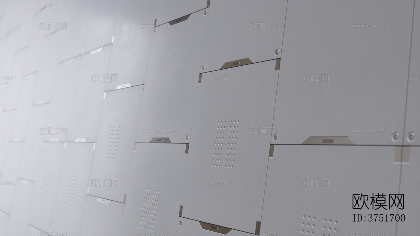 灰色科幻面金属板 高清无缝 灰度 粗糙度 凹凸 反射下载（渲染图1）