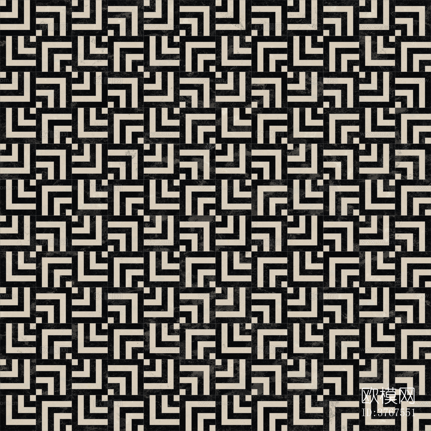 石材黑白拼花下载（渲染图1）