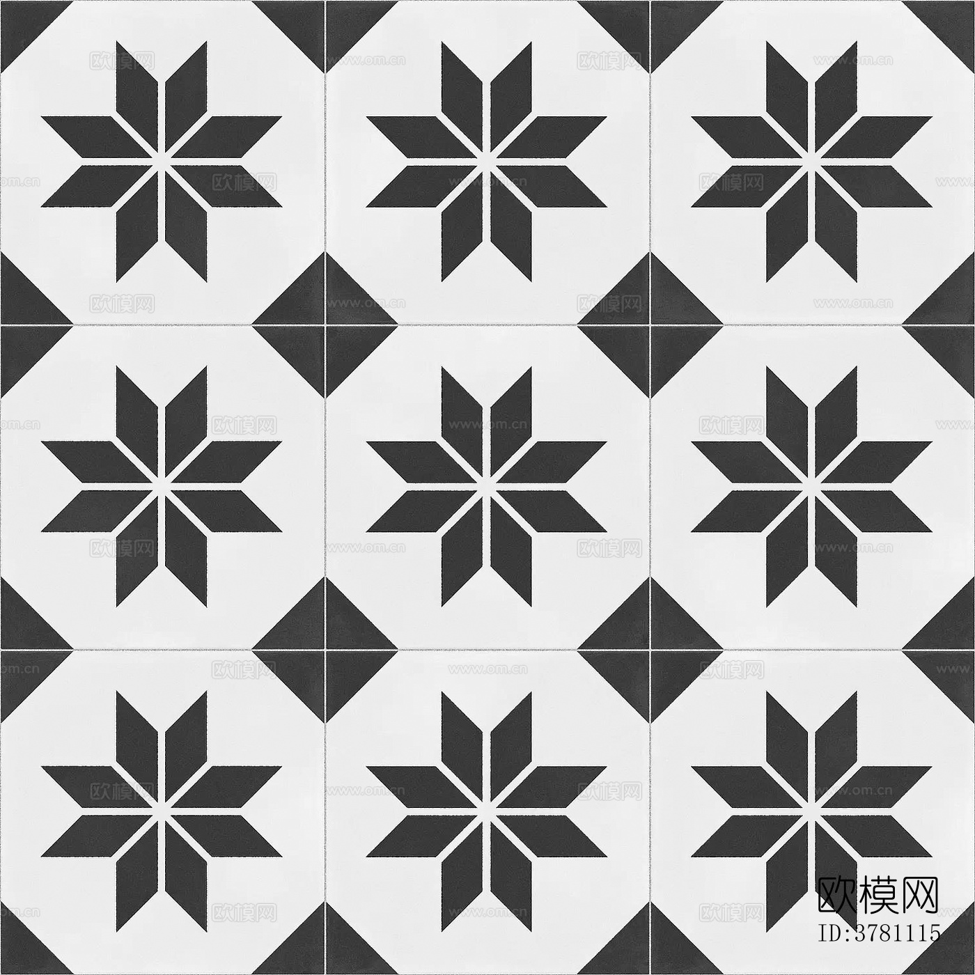 无缝黑白复古花砖石材拼花瓷砖下载