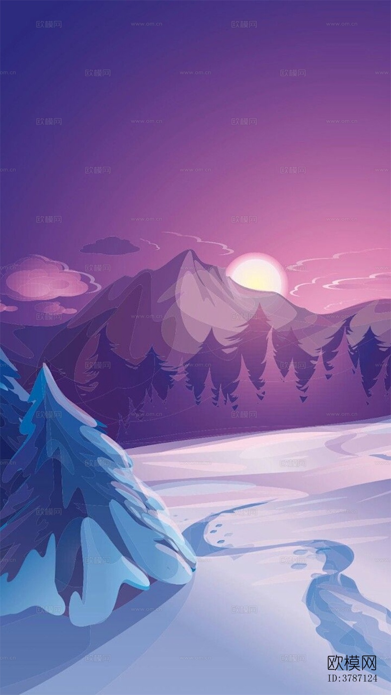 雪地风景画下载