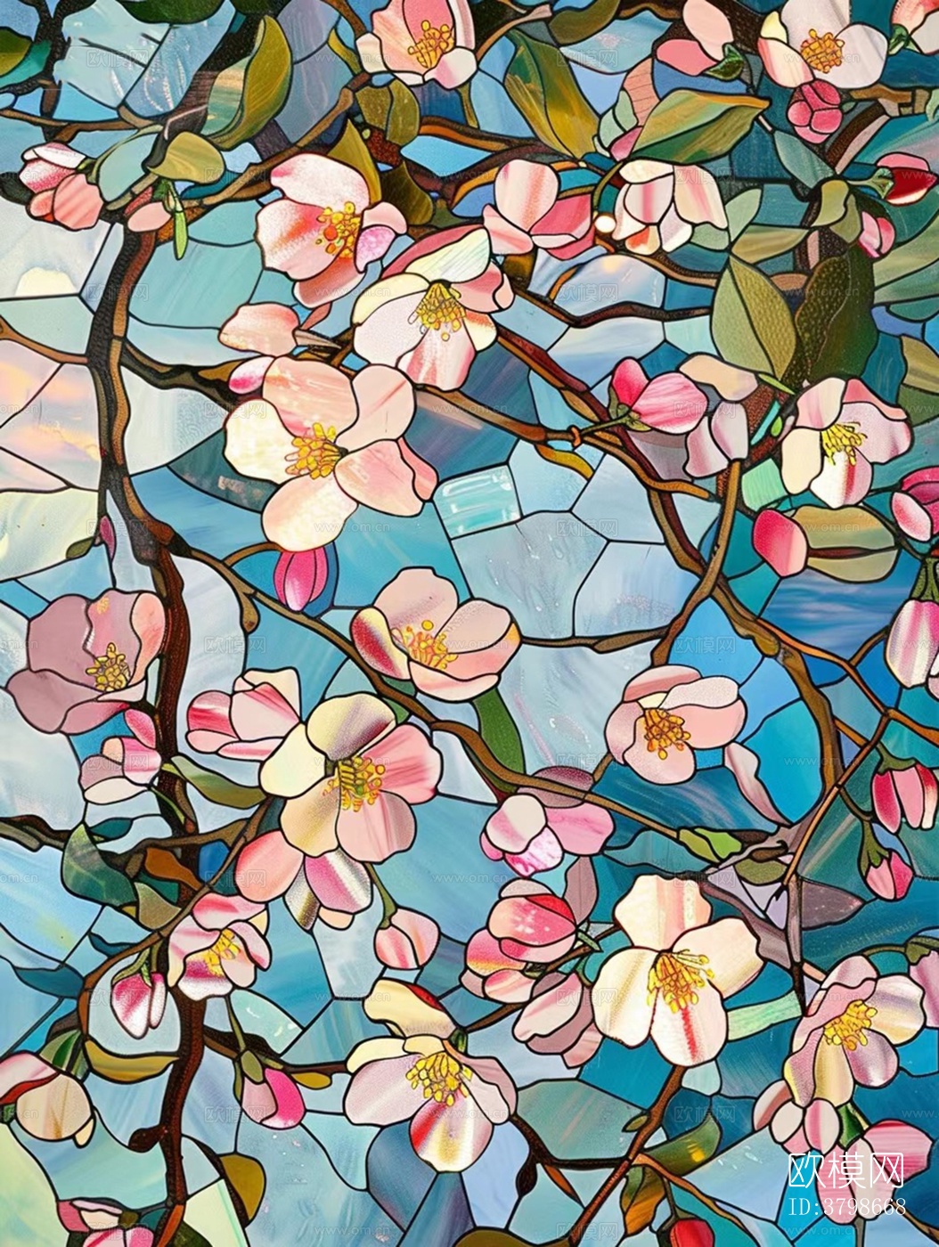 新中式复古花纹玻璃下载