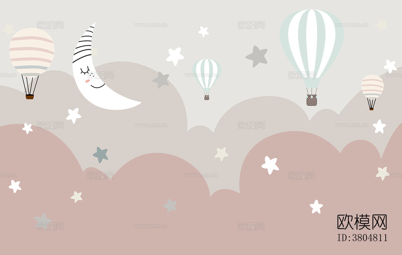 现代儿童房壁纸贴图下载