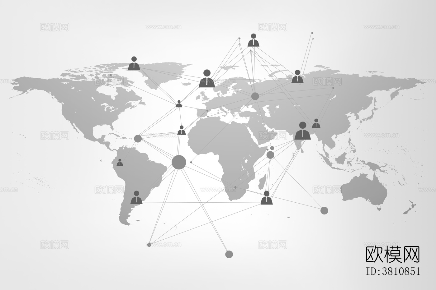 现代黑白世界地图科技线条壁画