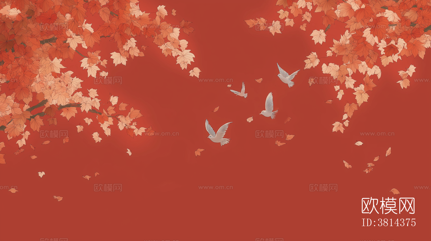 新中式壁画软包装饰画贴图下载